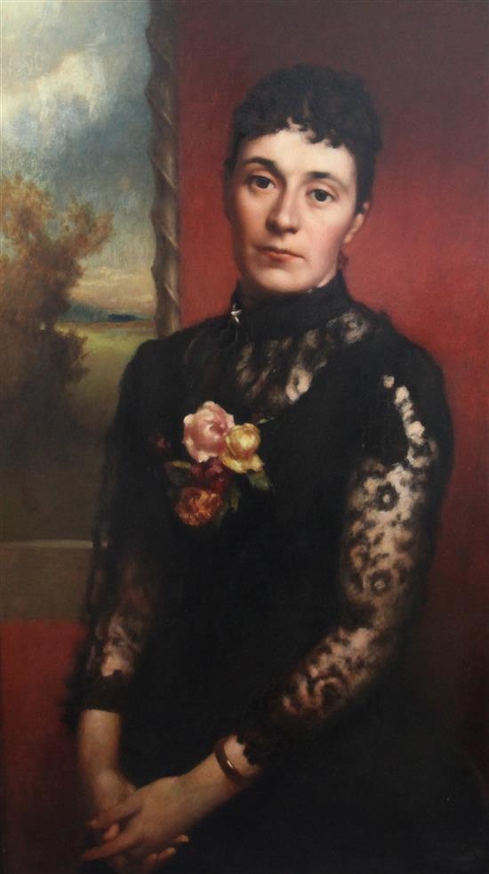 19th Century Continental School Portrait of a lady, 36 x 21in.